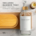 Maisonovo Glass Soap Dispenser Bathroom Set | Hand Soap and Dish Soap Dispenser Set | 16.9oz Clear Bottles with White Bamboo Pump | Bathroom Lotion Dispenser with Pump Set of 2