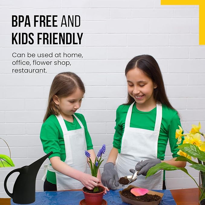 KP Kool Products Watering Can 1/2 Gallon - Small Watering Can for Indoor Plants - Outdoor Watering Can - Black Plant Waterer - Plastic Watering Can for Garden - 1 Pack