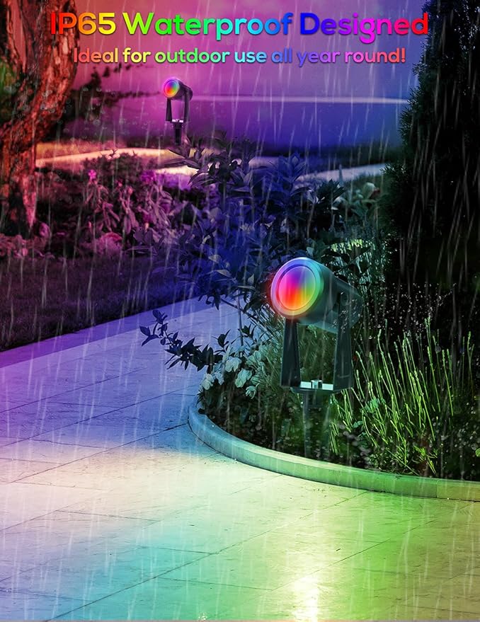ZYAN Halloween Solar Spotlights Outdoor, RGB Color LED Lights with Remote Control, Auto On/Off Dimmable Waterproof Landscape Spot Lights for Garden, Yard, Trees, Decorations (8 Pack)