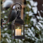 Vintage Lantern Decorative LED Flickering Flameless Candle with Timer, Battery Powered LED Decorative Hanging Golden Brushed Black Lanterns for Indoor Outdoor Garden Yard Home Decor(1 Pack)