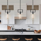 Modern Black Kitchen Island Pendant Lights,Knurled 12'' Glass Island Pendant Light,Farmhouses Pendant Light, for Kitchen,Dining Room,Bathroom,Bulb Included