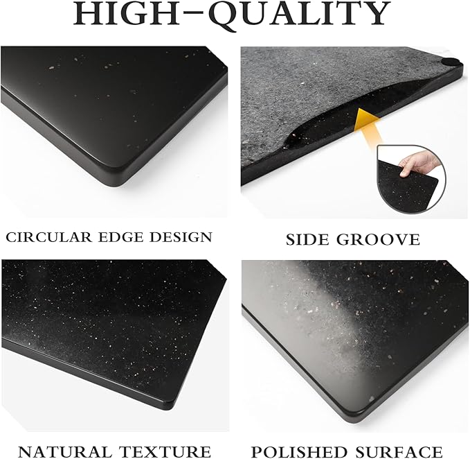 Natural granite Cutting Board- 16x12 Inch Kitchen Bakery Tool for Professional Chef & Baker's Tray - granite Display for Elegant Food Presentation & Stylish Kitchen Decor (black)