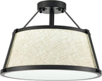 DANSEER Drum Flush Mount Ceiling Light Black Finish Dimmable LED for Bedroom Hallway Living Room Entry