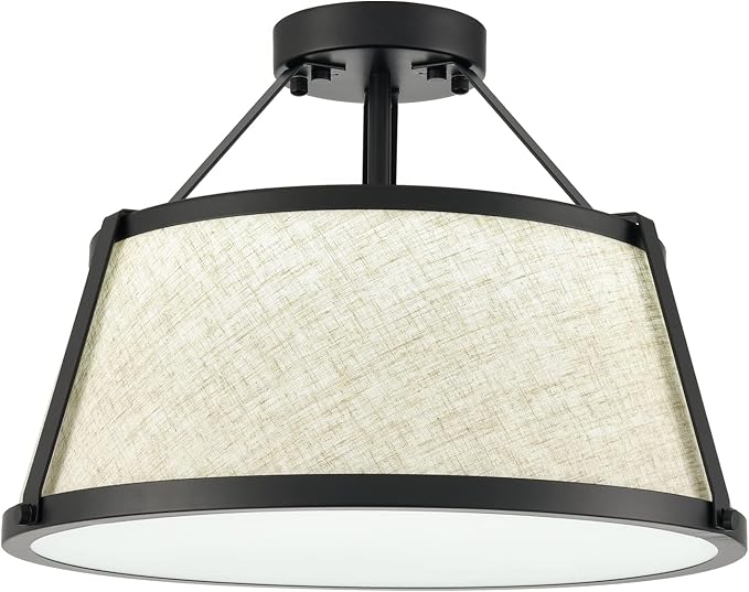 DANSEER Drum Flush Mount Ceiling Light Black Finish Dimmable LED for Bedroom Hallway Living Room Entry
