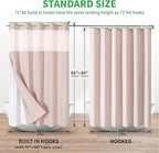 Extra Long No Hooks Needed Linen Textured Shower Curtain with Snap-in Fabric Liner Set,Blush Hotel Luxury Decor Shower Curtains for Bathroom,Waterproof & Washable,71Wx86H