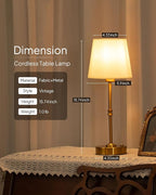 EppieBasic Cordless Table Lamp Rechargeable: Fast Charging & Long Lasting - 2700K Warm Light Vintage Gold Lamps for Women Housewife - Dinning Living Room Bedroom