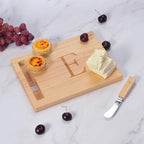 Miicol Wood Charcuterie Board, Monogram Cheese Board 10 Inch, Personalized Initial Cutting Board with Spreader, Unique Housewarming Gift, Ideal for Kitchen, Home, Letter E