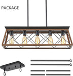 HuixuTe 5-Light Dining Room Chandelier Over Table, Farmhouse Kitchen Island Lighting, Adjustable Height Chandeliers for Kitchen, Dining Room Table Walnut
