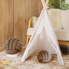 Sioloc Soft Knot Ball Pillows,Round Throw Pillow Cushion Home Decoration Plush Pillow,Throw Knotted Pillow Handmade Round Plush Pillow（7.8inches,Brown）