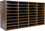 TQVAI Literature Organizer, Heavy Duty 36 Compartments Countertop Mail Organizer with Adjustable Shelves, Wooden Desk Paper Storage Organizer, Mailboxes Cubbies for Office, Classroom, Anqitue