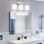 4 Light Bathroom Light Fixtures, Brushed Nickel Vanity Lights for Bathroom with Milky White Frosted Glass Shade, Wall Lights for Mirror Bedroom Living Room E26 Base