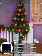 C6 Solar Christmas Lights Outdoor, 100 LED 33FT Christmas Decorations Outdoor Waterproof, Solar String Lights for Outside with 8 Modes, Fairy Twinkle Light for Tree Garden Yard Decor (Red and White)
