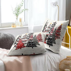 Christmas Trees Throw Pillow Covers 16x16 Set of 2, Red Black Buffalo Plaid Xmas Tree Decorative Pillow Cases Square Cushion Cover for Winter Home Decor Sofa Couch Living Room