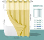 Yellow No Hook Waffle Weave Shower Curtain with snap-in Liner Replacement, 230GSM Waterproof Fabric Hotel Shower Curtain Set for Bathroom, Through Mesh Top Window,71Wx86H