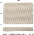 Silicone Dish Drying Mat for Multiple Usage,Easy clean,Eco-friendly,Heat-resistant Silicone Mat for Kitchen Counter or Sink,Refrigerator or drawer liner Tapioca L 16 inches x 12 inches