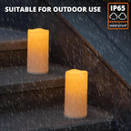 NURADA Large Outdoor Solar Candles Waterproof - 8" x 4" Rechargeable Solar Powered Flameless LED Pillar Flickering Candle for Patio Porch Lanterns Decor - Ivory White Set of 2