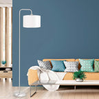 [Upgraded] LED Floor Lamp for Living Room, 3 Color Temperature Floor Lamp with Foot Switch Modern Standing Lamp Tall Pole Floor Reading Lamp for Bedroom Study Room, Bulb Included Silver (One Shade)