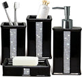 Bath Accessories Sets for Bathroom,Black Bathroom soap Dispenser Set,Ceramic Liquid Dispenser Pump, 2 Tumbler Cup,Soap Dish-Bathroom Home Decor Clearance (12 Ounce Black)