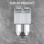 2-in-1 Quadrate Dispensers for The Shower,Shower soap Dispenser,Conditioner Dispenser, Shampoo Dispenser,No Drilled Wall Mounted Distributor,Hotel,Bathroom,Home (Double, Colorless)