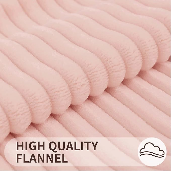 Simmore Decorative Fall Throw Pillow Covers 12x20 Set of 2, Soft Plush Flannel Double-Sided Fluffy Lumbar Pillow Covers for Couch Sofa Living Room, Pink
