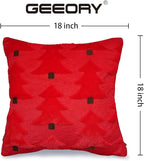 GEEORY Christmas Pillow Covers 18x18 Inch Set of 2, Christmas Decorations Xmas Tree Soft Plush Fluffy Faux Fur Decorative Throw Pillows Rustic Winter Decor Cushion Case Red Brown GC035-18