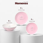 Rock Ridge Speckled Stoneware Dinnerware Set (18pc Set, Pink and Ivory)