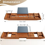 Teak Bathtub Tray, Wooden Bath Tub Tray Expandable Teak Bath Caddy with Book and Wine Glass Holder
