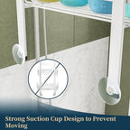 Consumest Over The Door Shower Caddy - 2 Tier Adjustable Hanging Shower Organizer Shelf with 12 Hooks, Rustproof Easy Installation Hanging Storage Rack for Bathroom, White