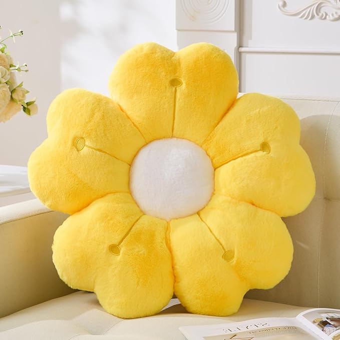 Flower Pillow,Cute Daisy Pillow 15.7In Yellow Flower Shaped Plush Throw Pillow Decorative Cushion for Home Bedroom Sofa Chair Couch Decor