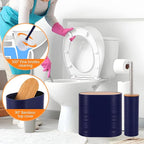 Bathroom Accessory Set,10 PCS Navy Blue Bathroom Set with Trash Can,Toothbrush Holder,Soap Dispenser,Toothbrush Cup,Vanity Tray,Soap Dish,Toilet Brush,Qtip Holders