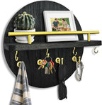 Key Holder Wall Mount with Shelf and Hooks, 11.8 Inch Entryway Gold Key Rack Hanger, Rustic Key Holder for Wall Decor