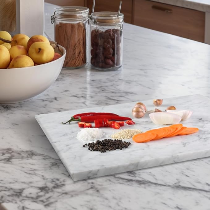 Koville Italian Carrara Marble Cutting Board for Kitchen, 16x20inch Extra Large Hand Crafted Marble Slab for Cheese, Charcuterie, Pastry Board - Wedding Gift, House Warming Gift