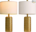 PoKat 23" Brass Gold Ceramic Table Lamps for Living Room, Retro Warm Gold Lamps for Night Stands, Vintage Bronze Decorative Lamps for Bedroom, Antique Gold Brown Nightstand Lamps for Home Decor