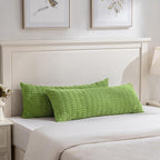 Fancy Homi 1 Pack Lime Green Long Lumbar Body Decorative Throw Pillow Covers 14x36 Inch for Bed Couch Bedroom Bench, Soft Corduroy Rectangle Solid Pillow Case 35x91 cm, Rustic Farmhouse Boho Decor
