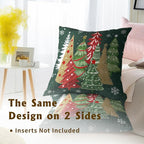Christmas Trees Throw Pillow Covers 20x20 Inch Set of 2, Xmas Tree Red Green Decorative Pillowcases Soft Square Cushion Case Decoration for Sofa Couch Winter Holiday Decor