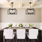 Black Chandelier, 5-Light Dining Room Light Fixture Geometric Metal Modern Industrial Chandelier Lighting for Farmhouse Living Room Entryway Kitchen (Black, E12 Bulbs Not Included)