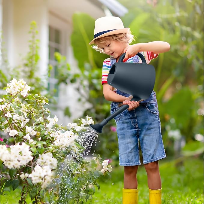 ZXJ Plant Watering Cans for Indoor and Outdoor Home Garden Plants - with Long Spout - Black - 1/2 Gallon