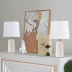 20.5" Ceramic Table Lamp Set of 2 for Bedrooms, White Lamps Set of 2 for Living Room, Minimalist Ceramic Lamps with White Barrel Lampshade, Matte White Ceramic Lamps for Nightstand