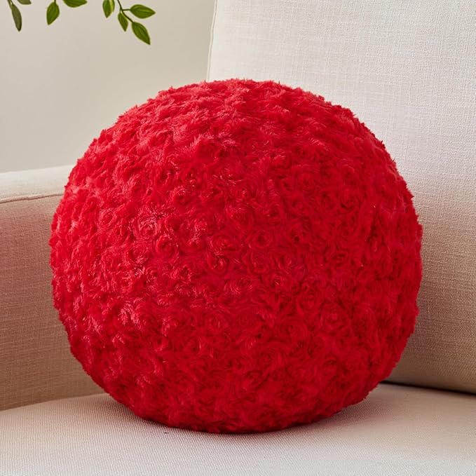 Ball Pillow, Decorative Round Pillow for Couch n, Circle Throw Pillows, Perfect Ball Pillows for Couch, Stylish Decorative Pillows, Versatile Round Throw Pillow (Red, Mini-8.6 Inches)