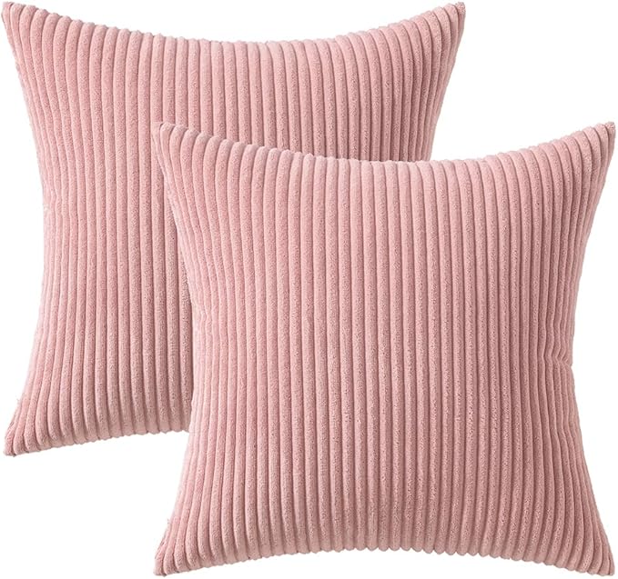 MIULEE Pack of 2 Pillow Covers Soft Soild Decorative Square Throw Pillow Covers Set Cushion Cases Pillowcases for Sofa Bedroom Car 24 x 24 Inch 60 x 60 Cm Blush Pink