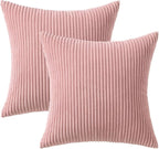 MIULEE Pack of 2 Pillow Covers Soft Soild Decorative Square Throw Pillow Covers Set Cushion Cases Pillowcases for Sofa Bedroom Car 24 x 24 Inch 60 x 60 Cm Blush Pink