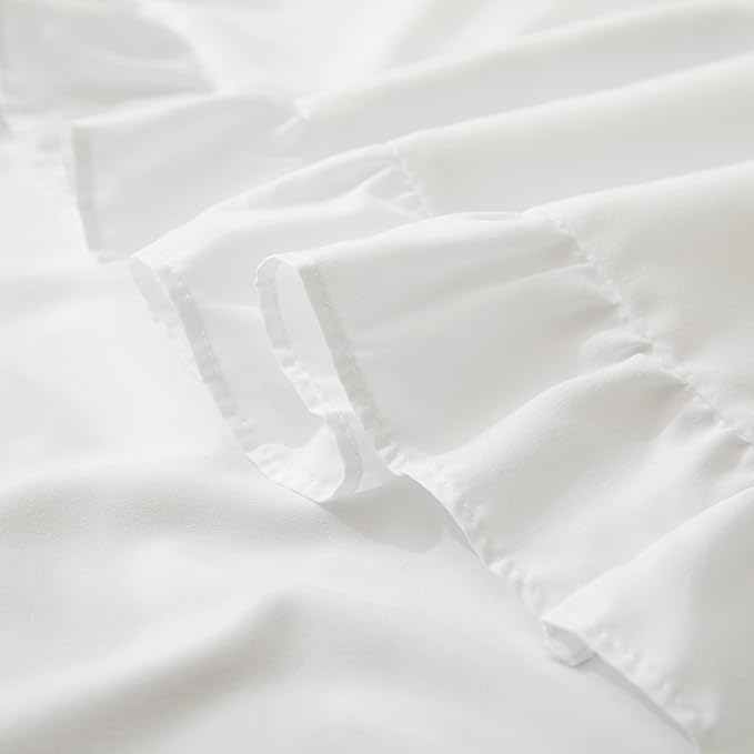KKJIAF Ruffle Pillow Cases Standard Size Set of 2, Ruffled Pillow Covers with Envelope Closure, Wrinkle Resistant Pillowcases 20" x 26", Ruffled Pillow Shams, White