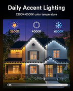 Lumary Permanent Outdoor Lights Pro with Remote, 40LED 53ft for House, 2000lm RGBAICW Smart Eave Light, Work with Alexa Google, Multi Scene for Daily Halloween Christmas Decor, IP67 Waterproof, White
