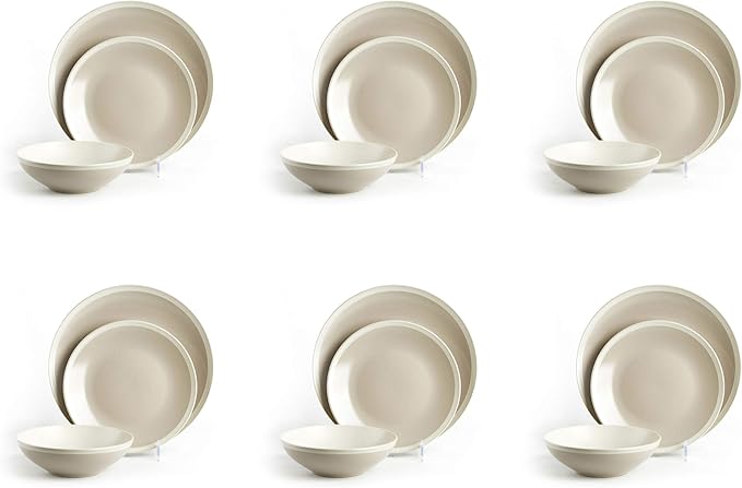Rock Ridge Speckled Stoneware Dinnerware Set (18pc Set, Sands and Ivory)