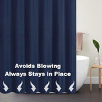 Boho Shower Curtain Set, Waterproof Fabric Shower Curtains, Luxury Hotel Style, Waffle Texture, Heavy Duty, Extra Long Bath Curtain, No Hook, Bathroom Decor, 72x36 Inch, Blue