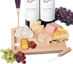 Miicol Wood Charcuterie Board, Monogram Cheese Board 10 Inch, Personalized Initial Cutting Board with Spreader, Unique Housewarming Gift, Ideal for Kitchen, Home, Letter G