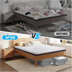 2 Pack Under Bed Storage with Wheels 10" Height, Rolling Storage Bins XXL 60L, Underbed Shoe Storage Containers with Label & Clear Lid, Dorm Under bed Drawers for Clothes, Shoes, Quick Assembly, Grey