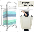 Bonuci 4 Pcs Laundry Sorter Replacement Bags Hamper Cart Removable Replacement Laundry Storage Organizer Bag Hamper Liner, No Hooks 14.76 x 8.66 x 21.65 Inch (Beige)