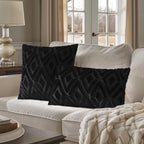 Pallene Black Throw Pillow Covers 24x24 Set of 2, Soft Plush Faux Fur Decorative Couch Pillow Covers for Sofa Bed Living Room Pillow Cases with 3D Diamond Pattern
