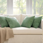 MIULEE Boho Farmhouse Throw Pillow Covers 18x18 Inch Set of 4 Mordern Nordic Cushion Covers Soft Corduroy Home Decor for Couch Bed Sofa Living Room Sage Green